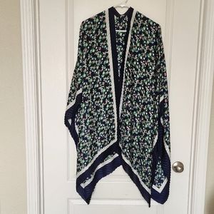 Banana Republic Pleated Satin Floral Kimono/ Cover up L